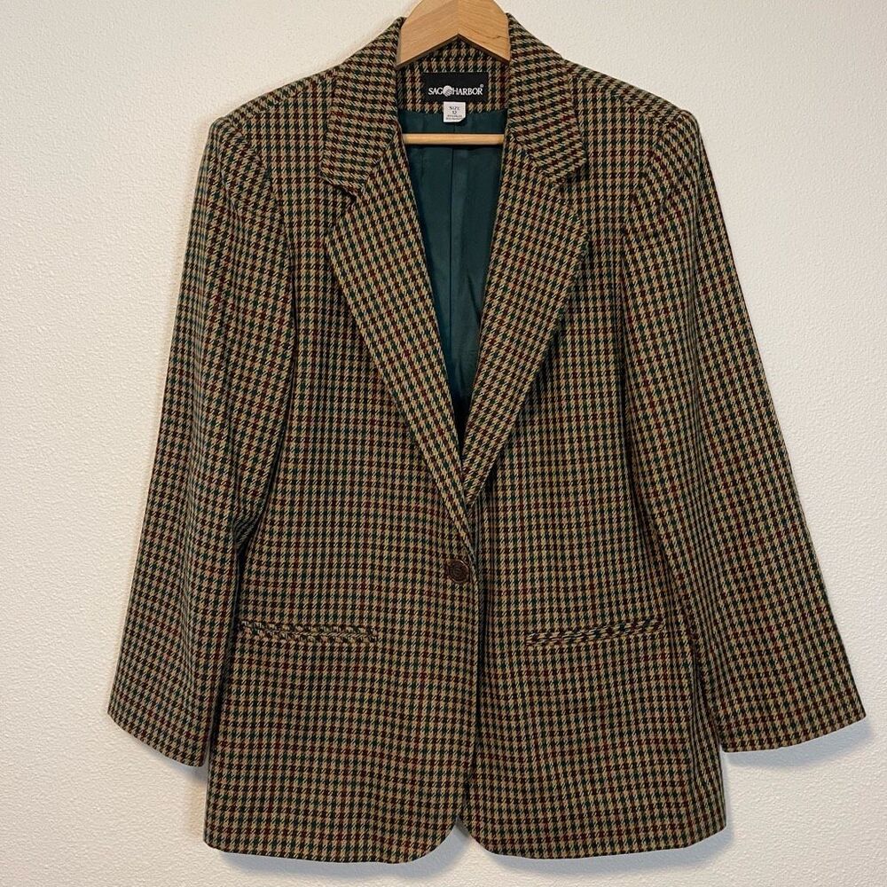 Vintage Sag Harbor Houndstooth Blazer Jacket‎ Size 12